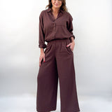 Alfie Button Up Shirt - Chocolate Cherry