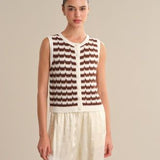 Isla Striped Button Front Vest