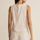Roman Linen Vest - Cloud