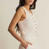 Roman Linen Vest - Cloud