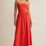 Sunsought Strapless Midi Dress - Lychee
