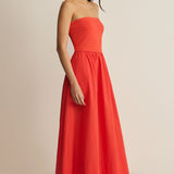Sunsought Strapless Midi Dress - Lychee
