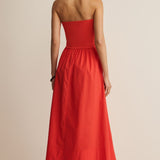 Sunsought Strapless Midi Dress - Lychee