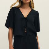 La Belle Linen Top - Black