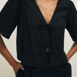 La Belle Linen Top - Black
