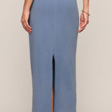 Gail Jersey Denim Midi Skirt - Santorini Indigo