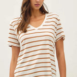 Zoe Stripe Tee - Toffee