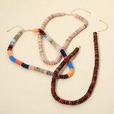 Flat Resin Disc Beaded Necklace - Multi