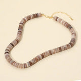 Flat Resin Disc Beaded Necklace - Neutral