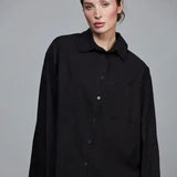 Boyfriend Cotton Shirt - Black