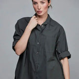 Boyfriend Cotton Shirt - Dark Army