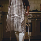 Linen Adult Apron In Jar - Brown Gingham