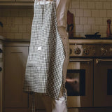 Linen Adult Apron In Jar - Olive Gingham