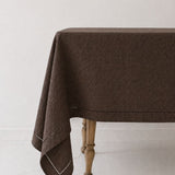 Tablecloth - Brown Linen Hemstitch 60 x 90
