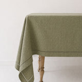 Tablecloth - Olive Linen Hemstitch 60 x 90