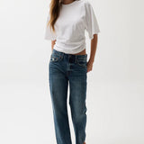 Lexi Mid Rise Bowed Straight