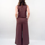 Sloane Linen Top - Chocolate Cherry