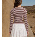 Button Down Stripe Knit Top