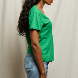 Hendrix Cotton Boxy V Neck - Grass