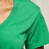 Hendrix Cotton Boxy V Neck - Grass
