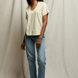 Hendrix Cotton Boxy V Neck - Custard