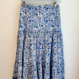 Lacy Block Print Skirt - Peacock Blue